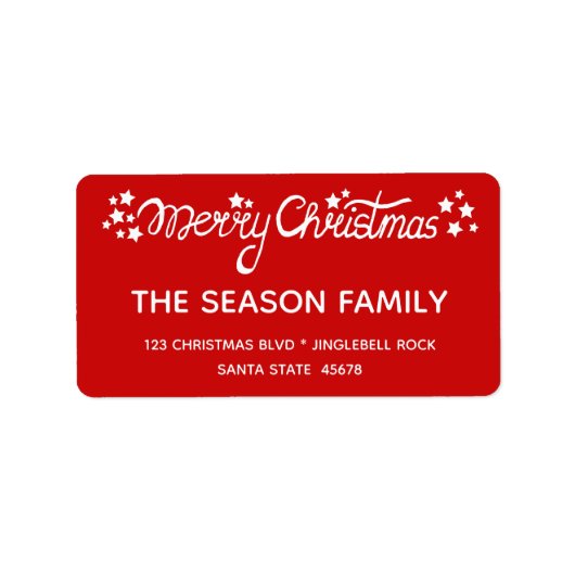 Merry Kersthand Letterig Manuscript Etiket (Voorkant)