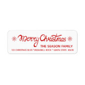 Merry Kersthand Letterig Manuscript Etiket (Voorkant)