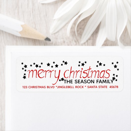 Merry Kersthand Letterig Manuscript Etiket (Insitu)