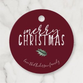 Merry Kersthand Lettering Red Holly Chic Bedankjes Labels