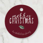 Merry Kersthand Lettering Red Holly Chic Bedankjes Labels (Voorkant)