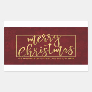 Merry-Kersthand-Vertaald Adres van de Terugkeer Rechthoekige Sticker