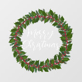 Merry-kersthandgeschreven tekst met ruw venster Cl Raamsticker (Vel)