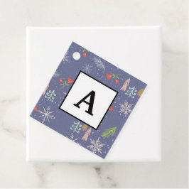 Merry kersthandgetekende bomen Snowflakes Flowers Bedankjes Labels
