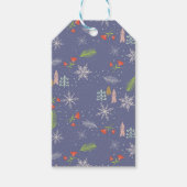 Merry kersthandgetekende bomen Snowflakes Flowers Cadeaulabel (Voorkant)