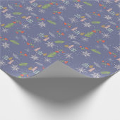 Merry kersthandgetekende bomen Snowflakes Flowers Cadeaupapier (Hoek)