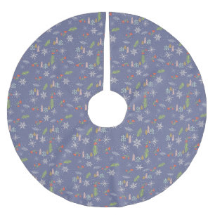 Merry kersthandgetekende bomen Snowflakes Flowers Kerstboom Rok