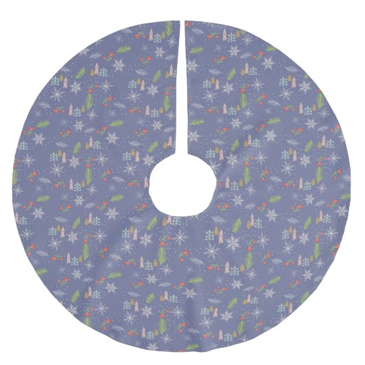 Merry kersthandgetekende bomen Snowflakes Flowers Kerstboom Rok (Voorkant)