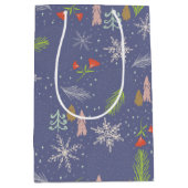 Merry kersthandgetekende bomen Snowflakes Flowers Medium Cadeauzakje (Voorkant)