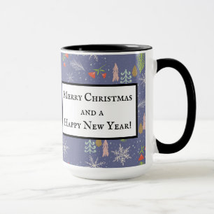 Merry kersthandgetekende bomen Snowflakes Flowers Mok