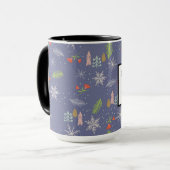 Merry kersthandgetekende bomen Snowflakes Flowers Mok (Voorkant links)
