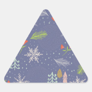 Merry kersthandgetekende bomen Snowflakes Flowers Sticker