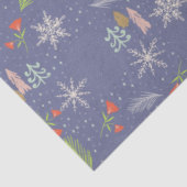 Merry kersthandgetekende bomen Snowflakes Flowers Tissuepapier (Detail)