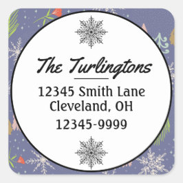 Merry kersthandgetekende Trees retouradres Vierkante Sticker