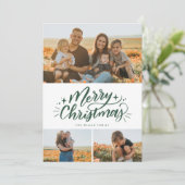 Merry Kersthandschrift 3 Foto Collage Feestdagenkaart (Staand voorkant)