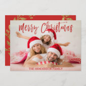 Merry-kersthandschrift met briefkaart voor script (Voorkant / Achterkant)