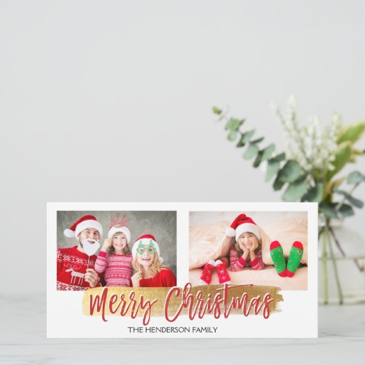 Merry-kersthandschrift met briefkaart voor script (Staand voorkant)