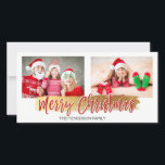 Merry-kersthandschrift met briefkaart voor script<br><div class="desc">Vrolijk Kerstfeest Hand Lettered Script Photo Card. De foto en tekst van dit handgeschreven penseelscript kunnen worden bijgewerkt en aangepast met uw foto- en familienaam.</div>