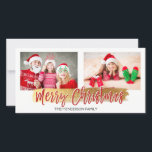 Merry-kersthandschrift met briefkaart voor script<br><div class="desc">Vrolijk Kerstfeest Hand Lettered Script Photo Card. De foto en tekst van dit handgeschreven penseelscript kunnen worden bijgewerkt en aangepast met uw foto- en familienaam.</div>