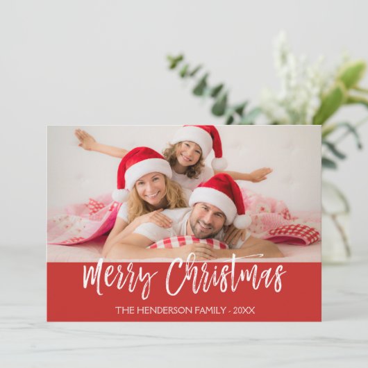 Merry-kersthandschrift met briefkaart voor script (Staand voorkant)