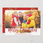 Merry-kersthandschrift met briefkaart voor script (Voorkant / Achterkant)