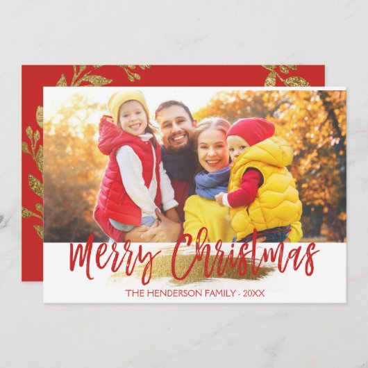 Merry-kersthandschrift met briefkaart voor script (Voorkant / Achterkant)