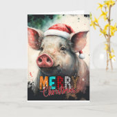 Merry Kersthappy baby PIG Kaart (Gele Bloem)