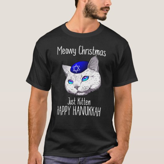 Merry KerstHappy Hanukkah Hanukcat T-shirt (Voorkant)