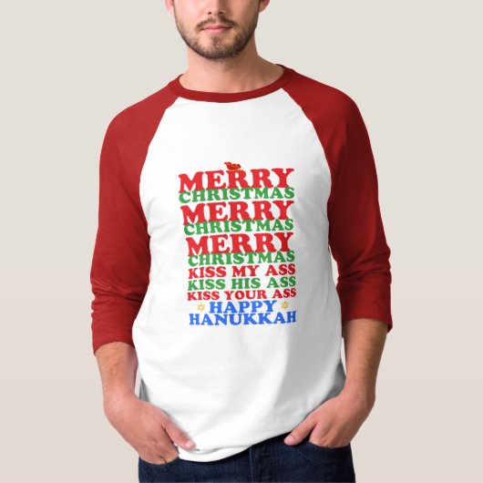 Merry KerstHappy Hanukkah T-shirt (Voorkant)
