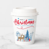 Merry KerstHappy New Scene Papieren Bekers (Achterkant)