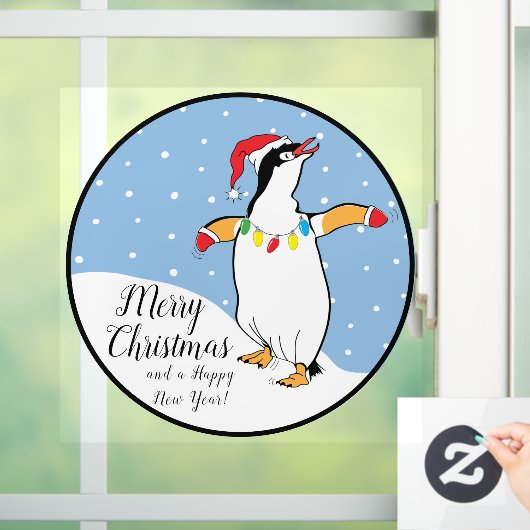 Merry KerstHappy Penguin Window Cling Raamsticker (Huis)