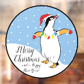Merry KerstHappy Penguin Window Cling Raamsticker (Vel 2)