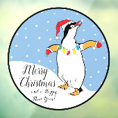 Merry KerstHappy Penguin Window Cling Raamsticker (Vel 3)