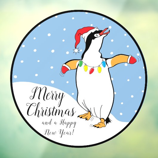 Merry KerstHappy Penguin Window Cling Raamsticker (Vel 3)