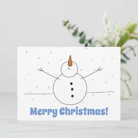 Merry KerstHappy Snowman Feestdagenkaart (Staand voorkant)