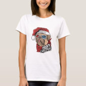 Merry Kersthipster Pug T-shirt (Voorkant)