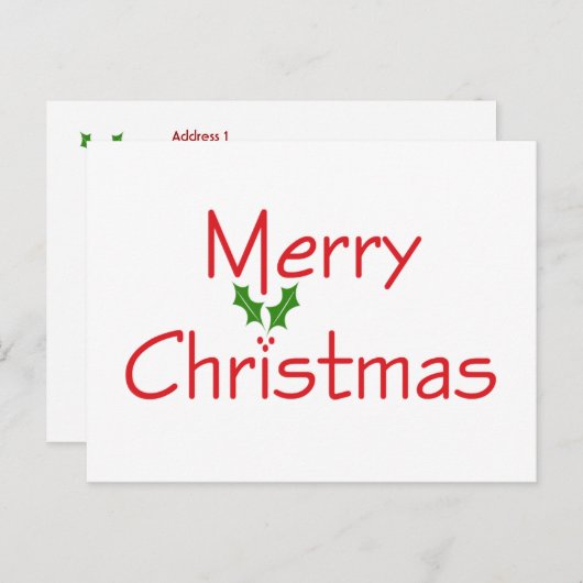 Merry KerstHolly Briefkaart (Voorkant / Achterkant)
