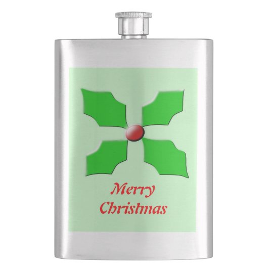 Merry KerstHolly Flasks Heupfles (Voorkant)