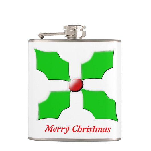 Merry KerstHolly fles Heupfles (Voorkant)