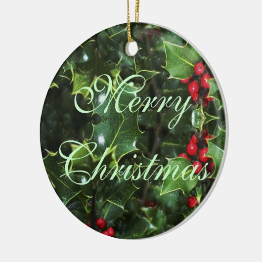 Merry KerstHolly Ornament (Links)