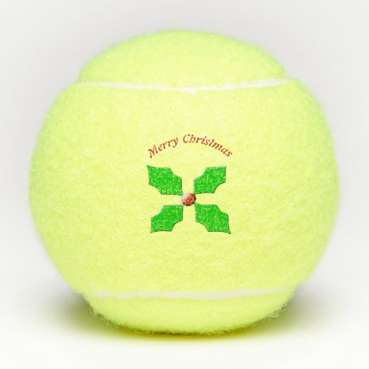 Merry KerstHolly Persoonlijk Tennisballen (Voorkant)