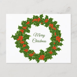 Merry KerstHolly Wreath Briefkaart