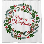 Merry KerstHolly Wreath Douchegordijn (Voorkant)