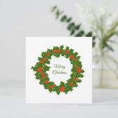 Merry KerstHolly Wreath Kaart (Staand voorkant)
