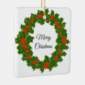 Merry KerstHolly Wreath Keramisch Ornament (Rechts)