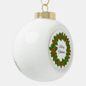 Merry KerstHolly Wreath Keramische Bal Ornament (Links)