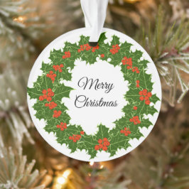 Merry KerstHolly Wreath Ornament