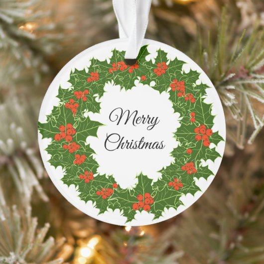 Merry KerstHolly Wreath Ornament (Boom)