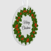 Merry KerstHolly Wreath Ornament (voorkant)