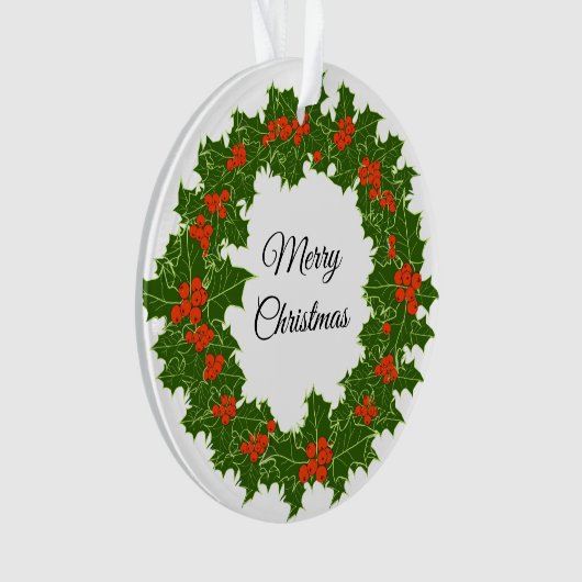 Merry KerstHolly Wreath Ornament (voorkant)